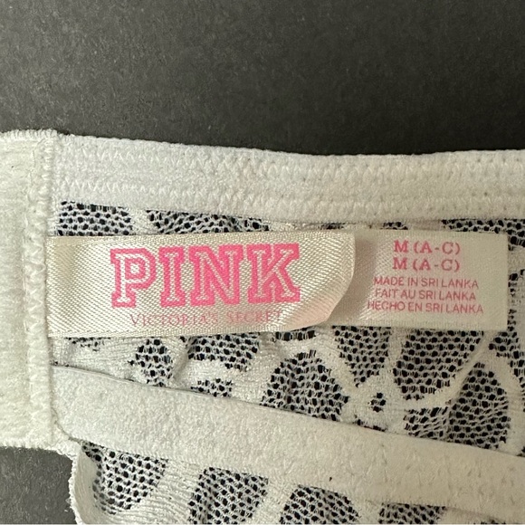 Pink Victoria’s Secret White Lace Halter Top Bra Bralette Medium - Picture 7 of 7